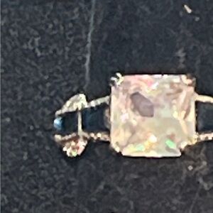 Sterling silver princess cut zircon ring